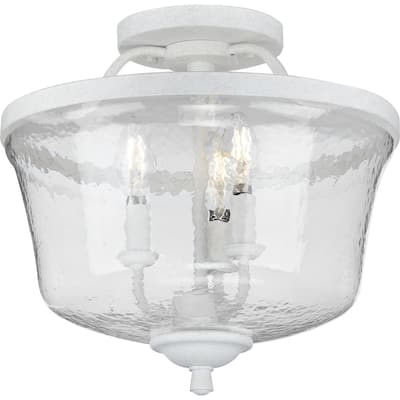 Bowman Collection Cottage White Three-Light Semi-Flush Convertible - 14.180" x 16.565" x 16.550"