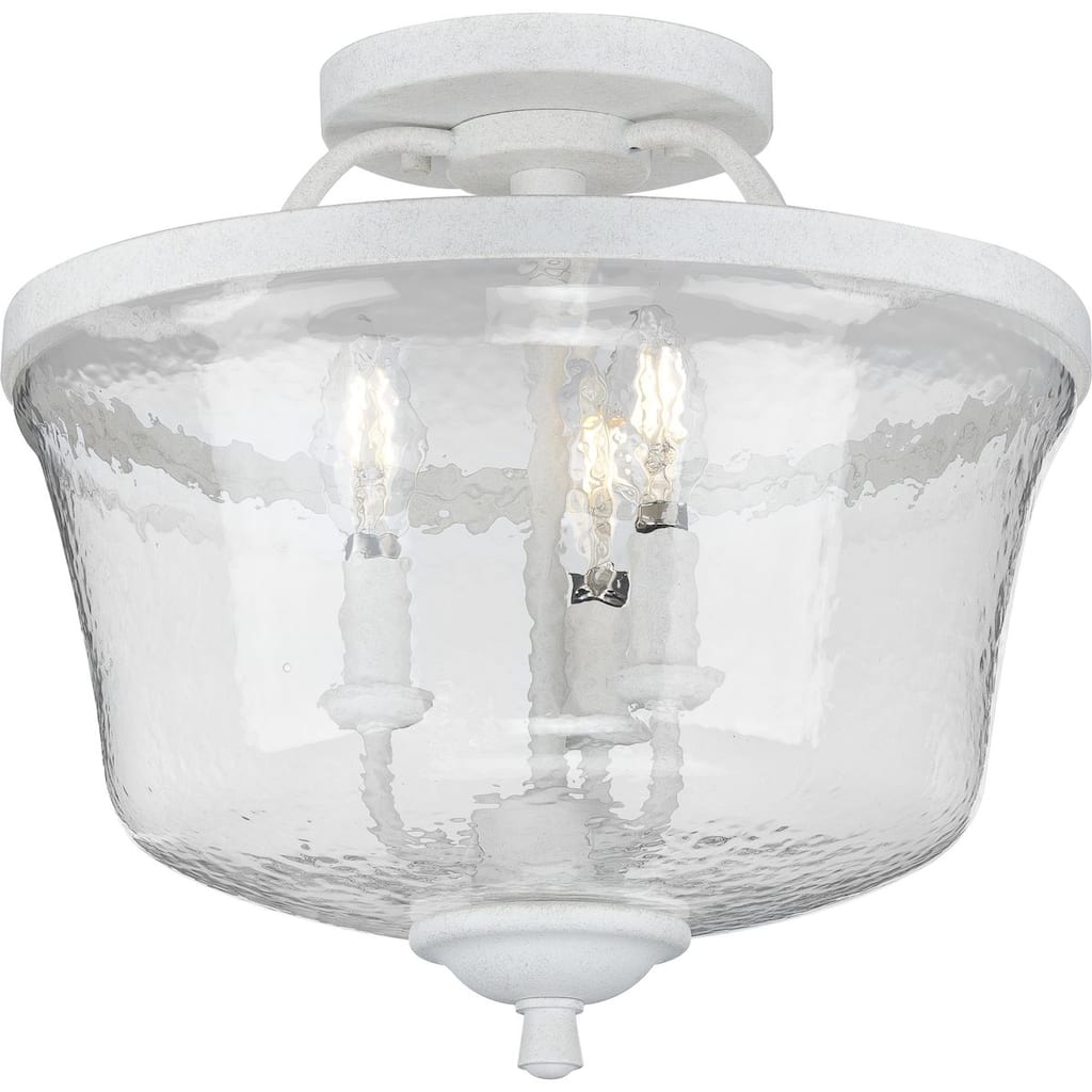 Bowman Collection Cottage White Three-Light Semi-Flush Convertible - 14.180" x 16.565" x 16.550"