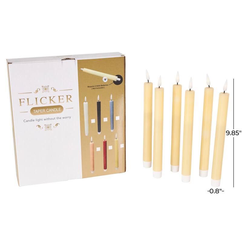 Wax Flameless Candle with Remote Control - Set of 6 Red, Black, White, Yellow, Blue or Pink - Roche River Decor