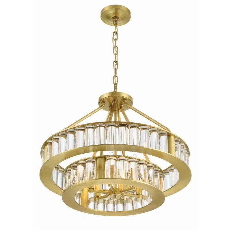 Libby Langdon for Crystorama Farris 6 Light Aged Brass Chandelier - 24.5"W x 20"H x 24.5"D