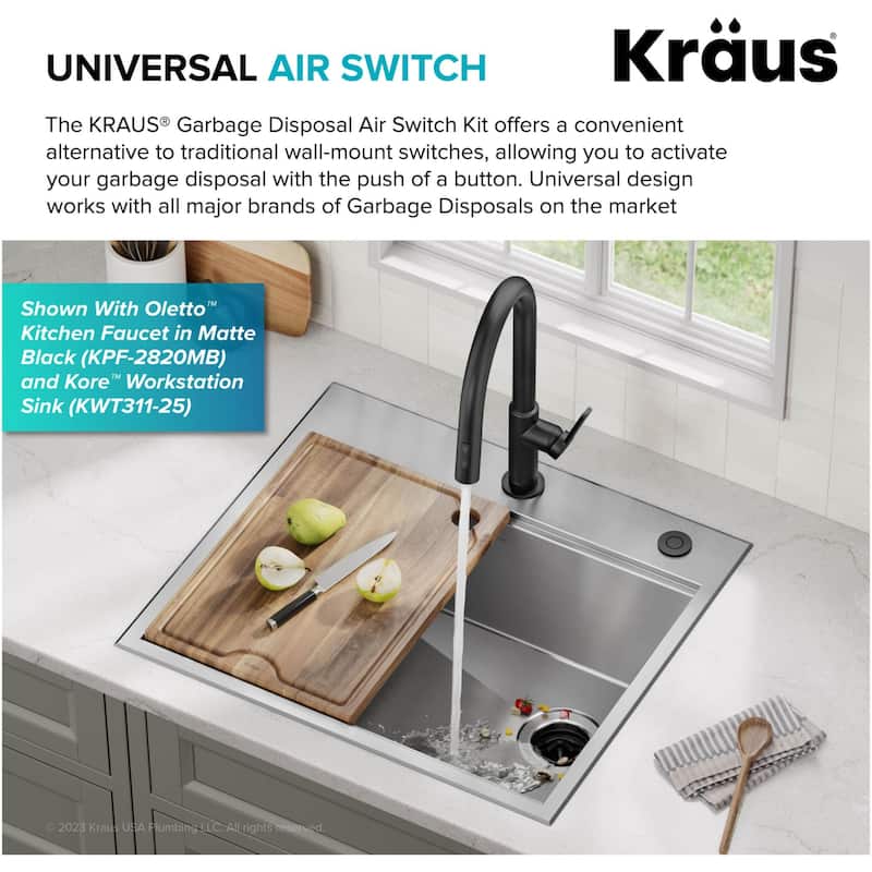 Kraus KWDA-200 Garbage Disposal Air Switch Kit with Flat-Top Push