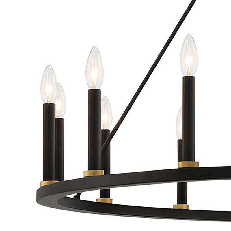 47In Farmhouse 16-light Large Round Wagon Wheel Candle Chandelier - 47'' D X 140'' H