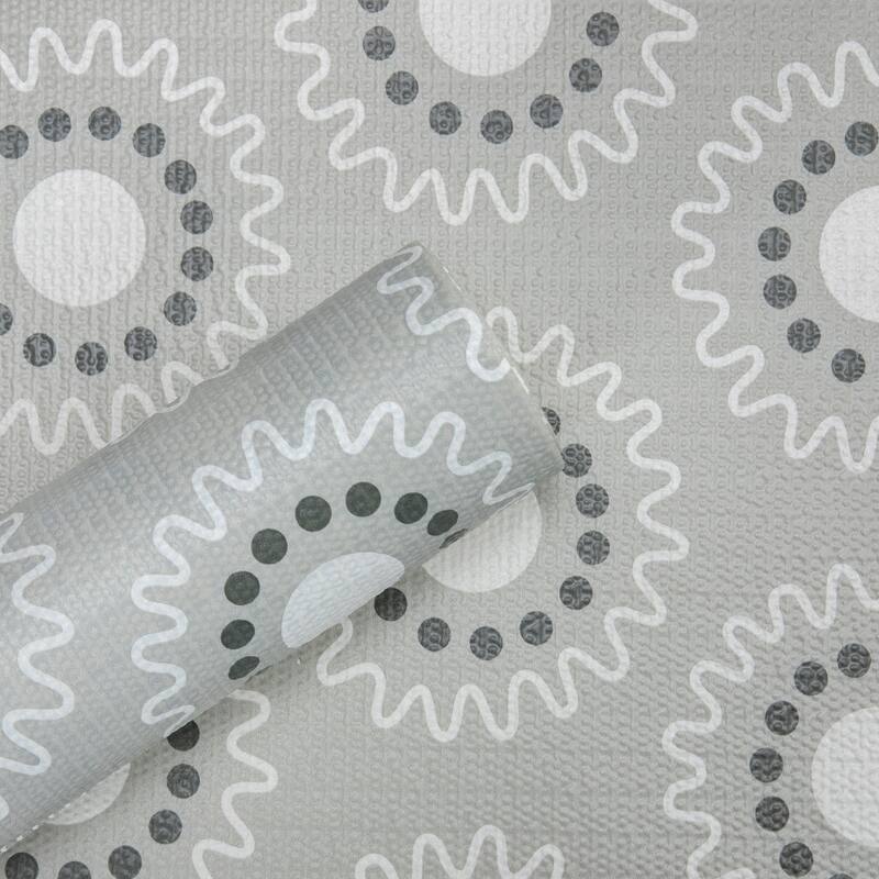 Ray Star Gray Floral Shelf liner Independence Day 18x96 12×120 In - 18"x96" - Gear pattern