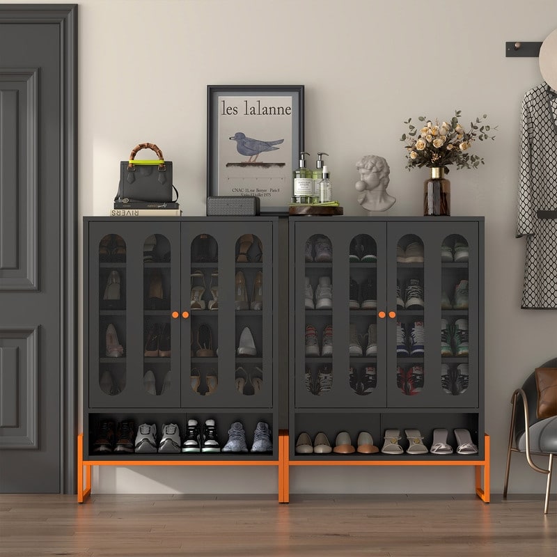 5.9" Modern Shoe Cabinet with Double-Sided Mesh Doors, Adjustable Partitions