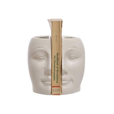 Sculpted Stoneware Face Vases with Reactive Glaze