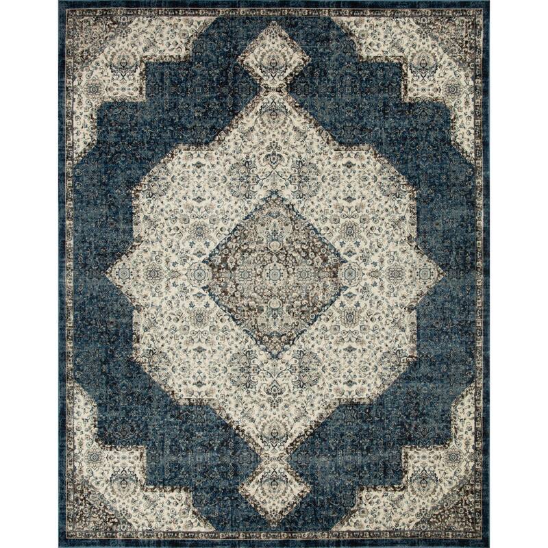 Anila Collection Transitional Oriental Area Rug - 9'5 X 13 - Blue/White/Grey