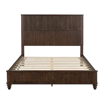 Solid Wood Bed Frame,Queen Platform Bed Frame with Headboard,Tall Headboard Natural Wood Bed ,No Box Spring Needed