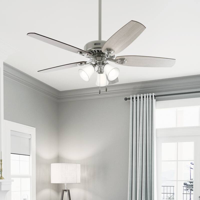 Hunter Fan 52" Builder Plus - Silver - Brushed Nickel - Light Grey/Warm Grey blades