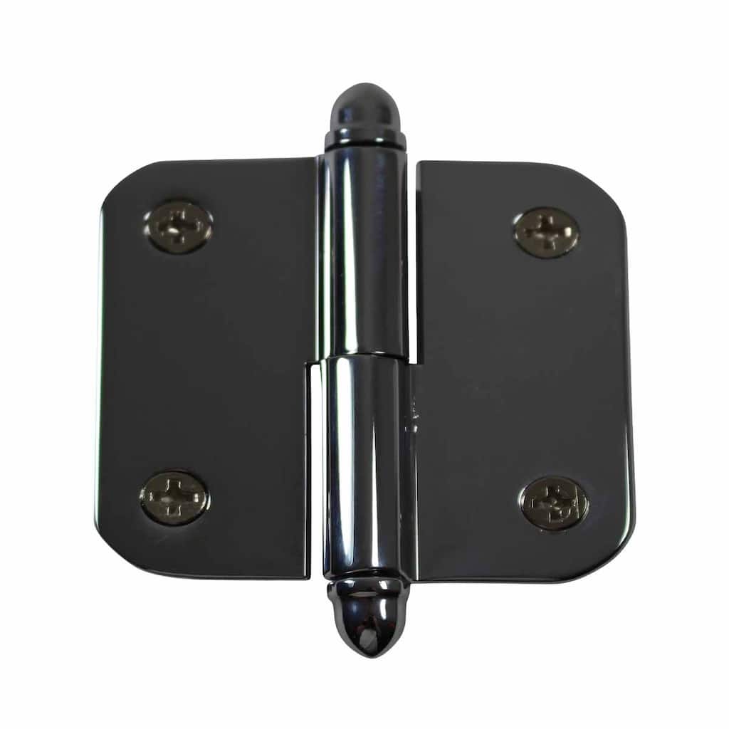 Chrome Plated Extruded Brass Right Lift Off Door Hinges 2" L Square Shape Hinges with Helmet Finials Tips Renovators Supply