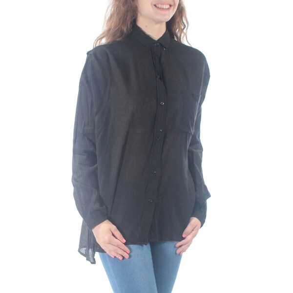 sheer black button up top