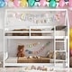 preview thumbnail 2 of 18, Twin Over Twin House Floor Bunk Bed with Headboards, Footboards and Guardrails, Ladder