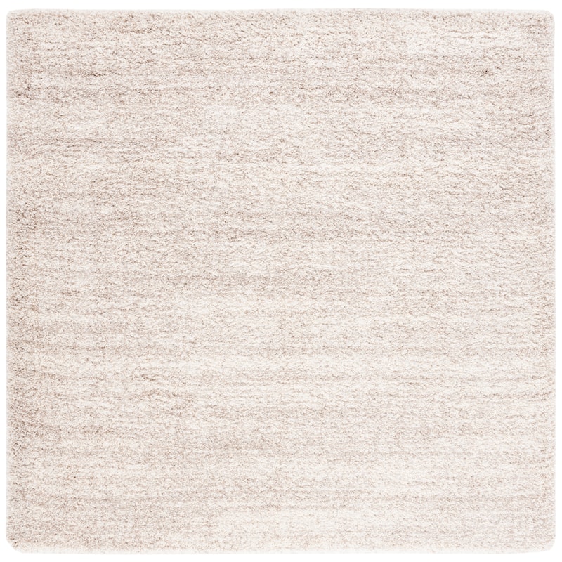 SAFAVIEH Hudson Shag Justine Modern 2-inch Thick Rug - 8' Square - Ivory/Beige - Square
