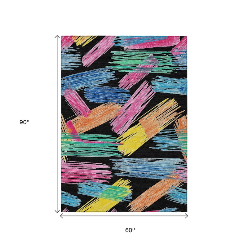 HomeRoots Striped Contemporary Rectangle Outdoor Rug