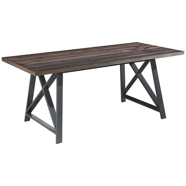 Shop (Retired) 2xhome Dark Wood Modern Table Steel Frame ...