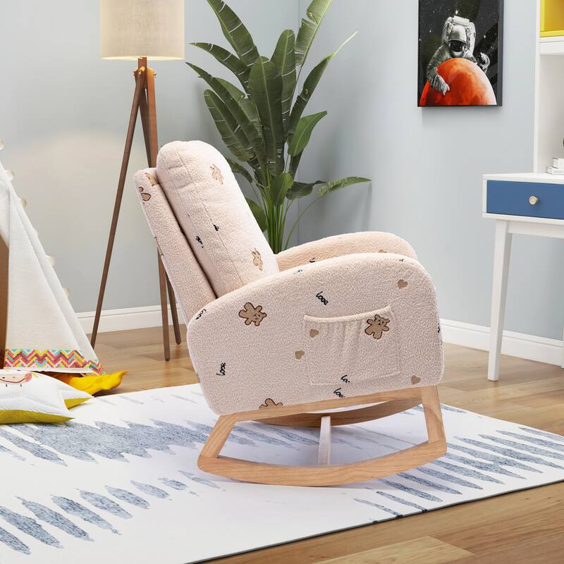 Nursery Rocking Chair High Back Accent Rocker for Living Room