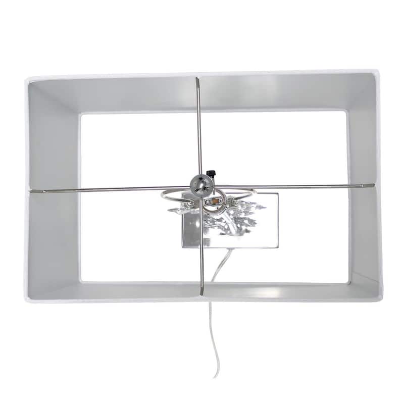 Lalia Home Lumiluxxe 26.25" Tall Contemporary Crystal Glitz and Chrome Glam Table Lamp with White Fabric Rectangular Shade