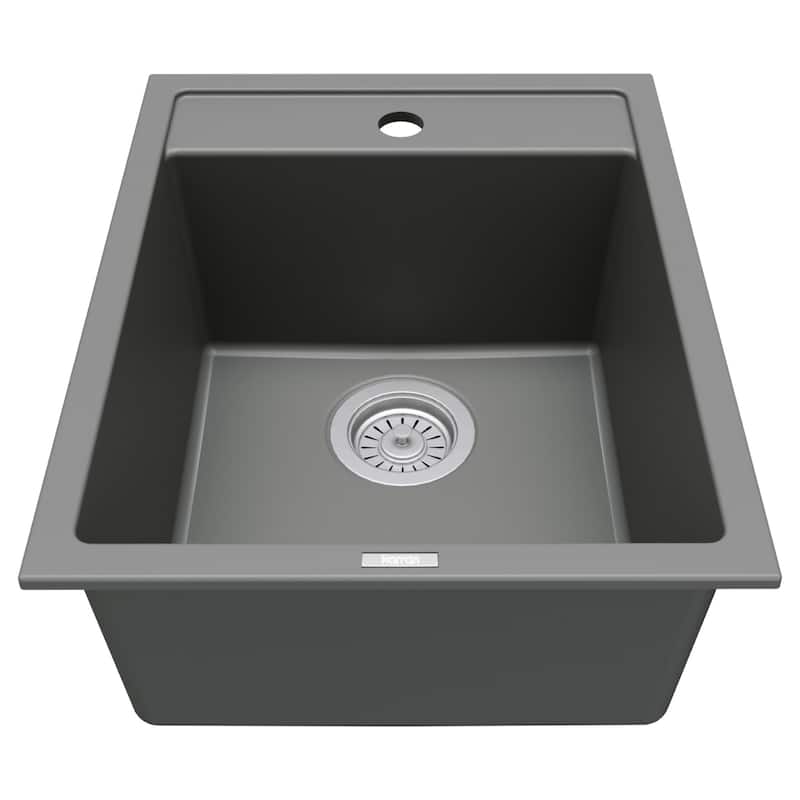 Karran USA QT-825 Quartz Top Mount Sinks 15-3/4" Drop In Single Basin - Grey