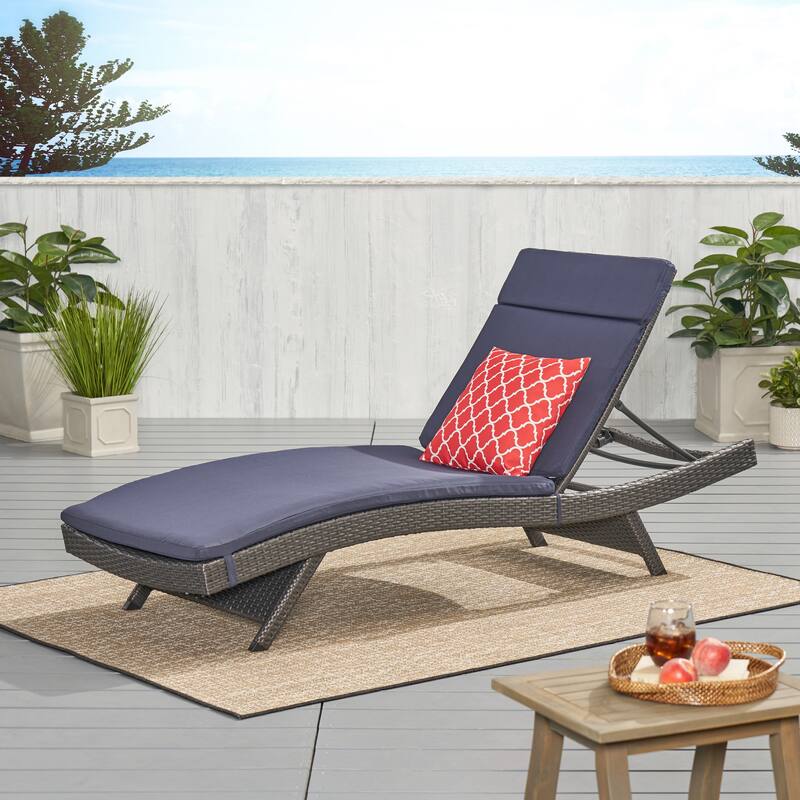 Salem Outdoor Wicker Adjustable Chaise Lounge with Cushion by Christopher Knight Home