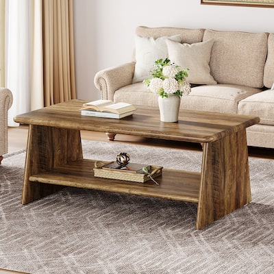 47.2-Inch Rectangle Wooden Coffee Table for Living Room