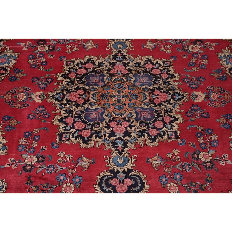 Mashad Persian Vintage Area Rug Handmade Wool Carpet - 8'6"x 11'6"