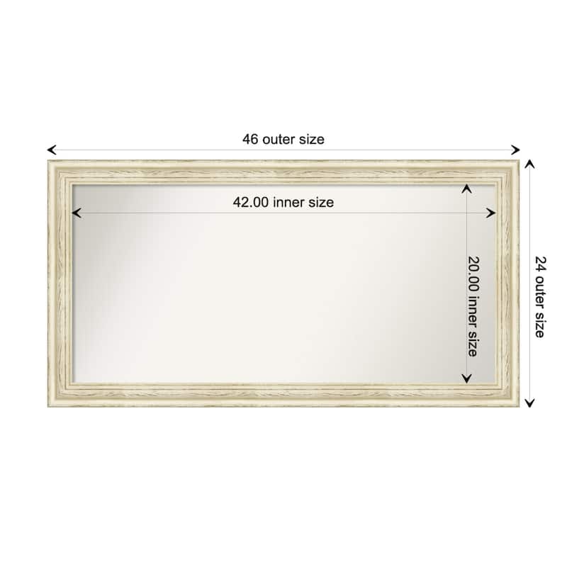 Country White Wash Framed Non-Beveled Custom Wall Mirror, Bathroom Vanity Mirror - Outer Size: 46.5 x 24.5
