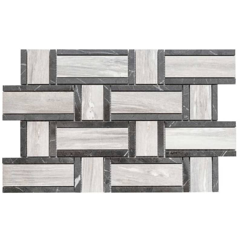 Stately Tre Basketweave 9.5x14 Porcelain Mosaic Tile - Floor, Wall, Backsplash