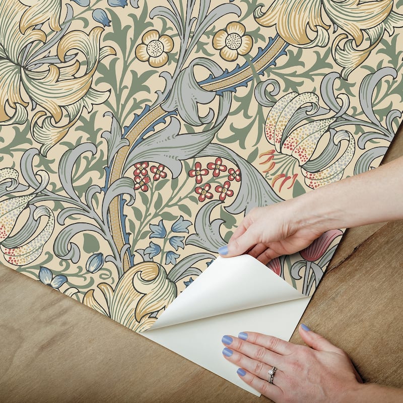 Golden Lily Linen Peel and Stick Wallpaper