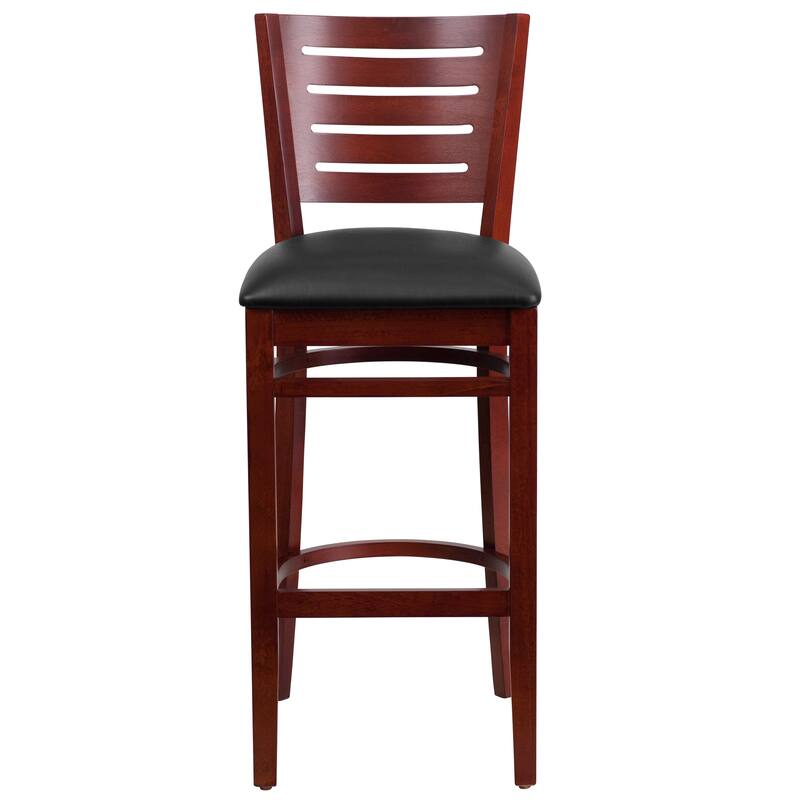 2 Pk. Darby Series Slat Back Wooden Restaurant Barstool - 16.75"W x 18"D x 43.5"H - 16.75"W x 18"D x 43.5"H