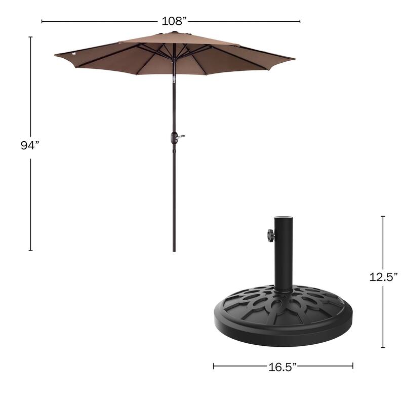 Villacera 9-Foot Outdoor Patio Umbrella with Base