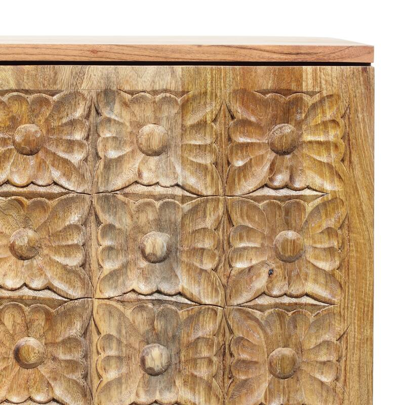 Grimsley Handcrafted Boho Acacia Wood 2 Door Cabinet by Christopher Knight Home - 47.00" L x 16.00" W x 26.50" H