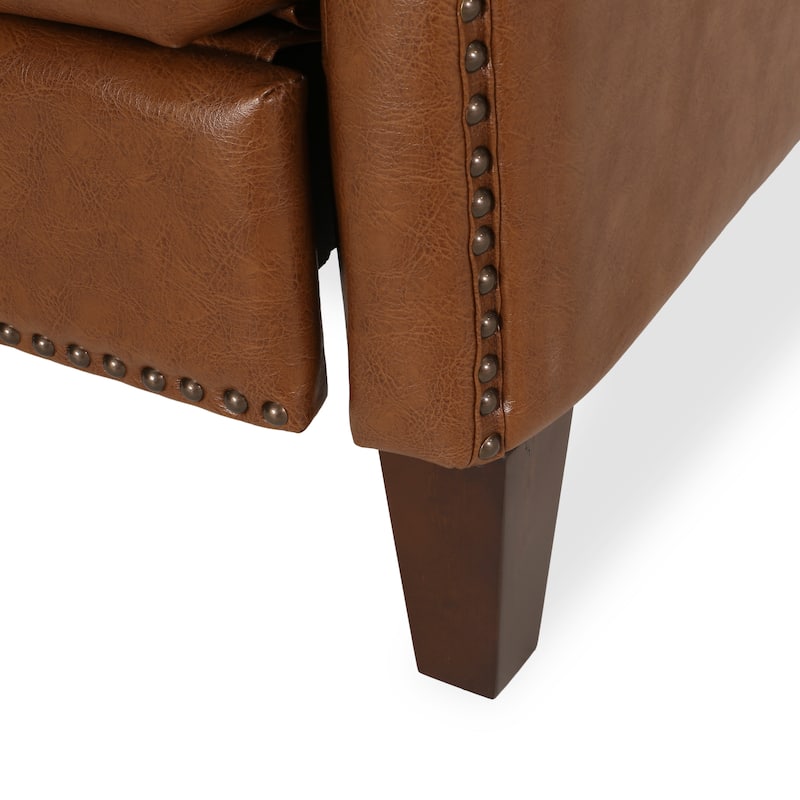 Adjustable Recliner Chair Faux Leather Armchair, Upholstered Recliner with Rivet Trim Single Sofa Accent Chair for Living Room