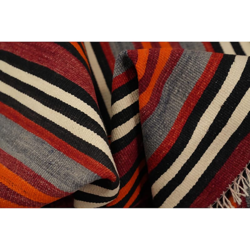 Hand Woven Oriental 100% Wool Carpet Southwestern Geometric Multi-Colored Kilim Area Rug - 9' 9'' X 4' 9''