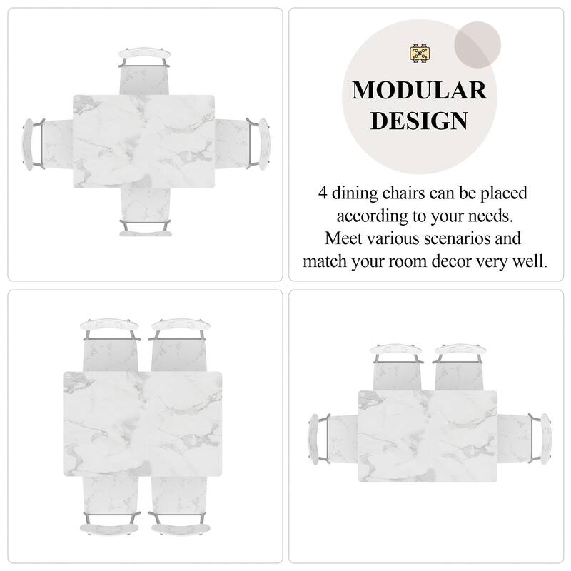 Javlergo 5 Piece Space-Saving Dining Table Set Kitchen Wood Table and Chairs for 4 Dining Room Sets