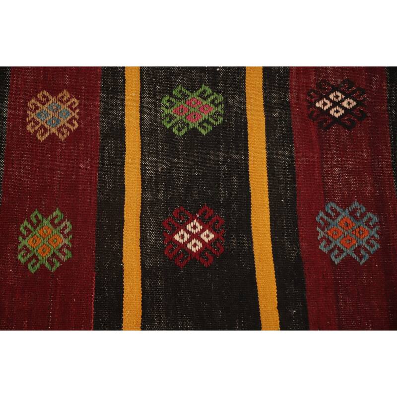 Hand Woven Oriental 100% Wool Carpet Southwestern Tribal Multi-Colored Kilim Area Rug - 11' 5'' X 5' 7''