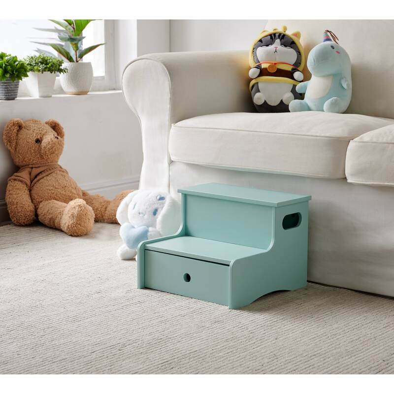 Lylia Collection MDF Wood 2-Step Kids Stool with Storage - Grey