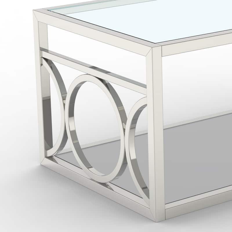 Farmhouse 47 in. Glass Shelves End Table