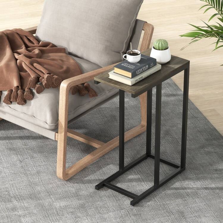 Metal Frame C End Table for Living Room Bedroom or Small Space