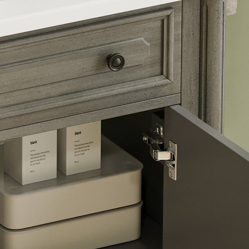 Roomfitters 31" Vintage Bathroom Vanity with Sink, Rustic Cabinet with Soft-Close Doors, Adjustable Shelf and Curved Design