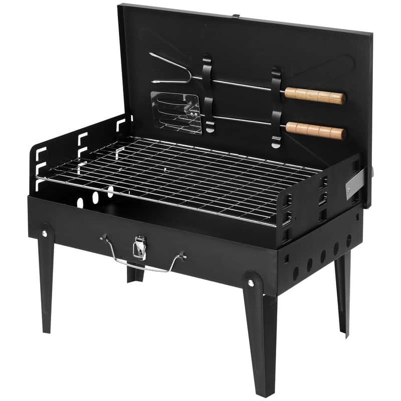 17.32 x 10.63 x 8.66inch Portable Square Charcoal Grill Black - N/A