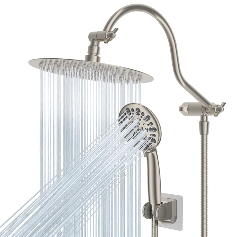 All Metal 10-Inch Round 3-Way Diverter Shower Head Combo High Pressure