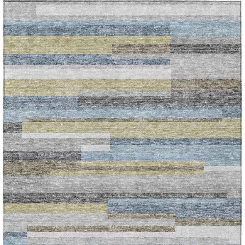 HomeRoots Striped Transitional Rectangle Outdoor Rug