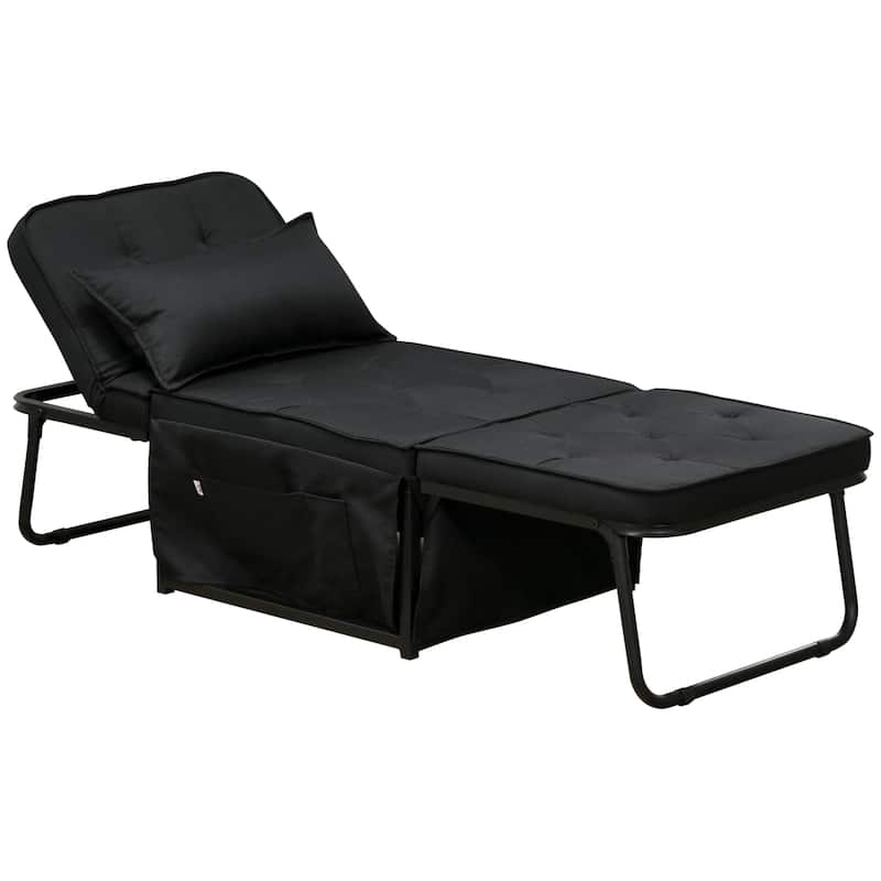 HOMCOM Ottoman Sofa Bed, 4 in 1 Multi-Function Button Tufted Folding Sleeper Chair Bed with Adjustable Backrest, Black