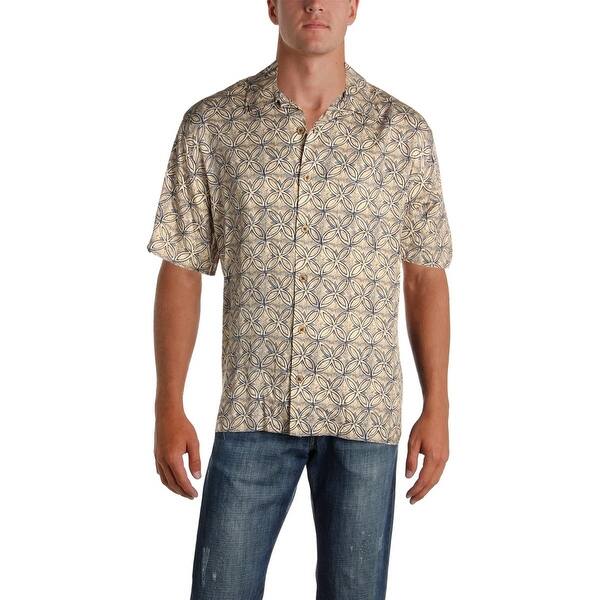 Shop Caribbean Mens Casual Shirt Silk Button Front Xl