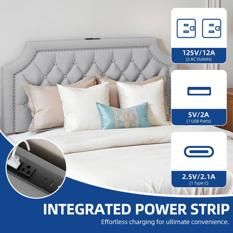 Moasis Velvet/Linen Upholstered Bedframe with Adjustable Headboard and 4 Storage Drawers