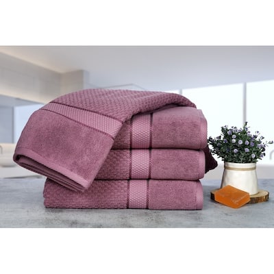 Bath Towel for Bathroom Popcorn Textured 30 X 54 Inch by Ample Decor - 4 Pcs