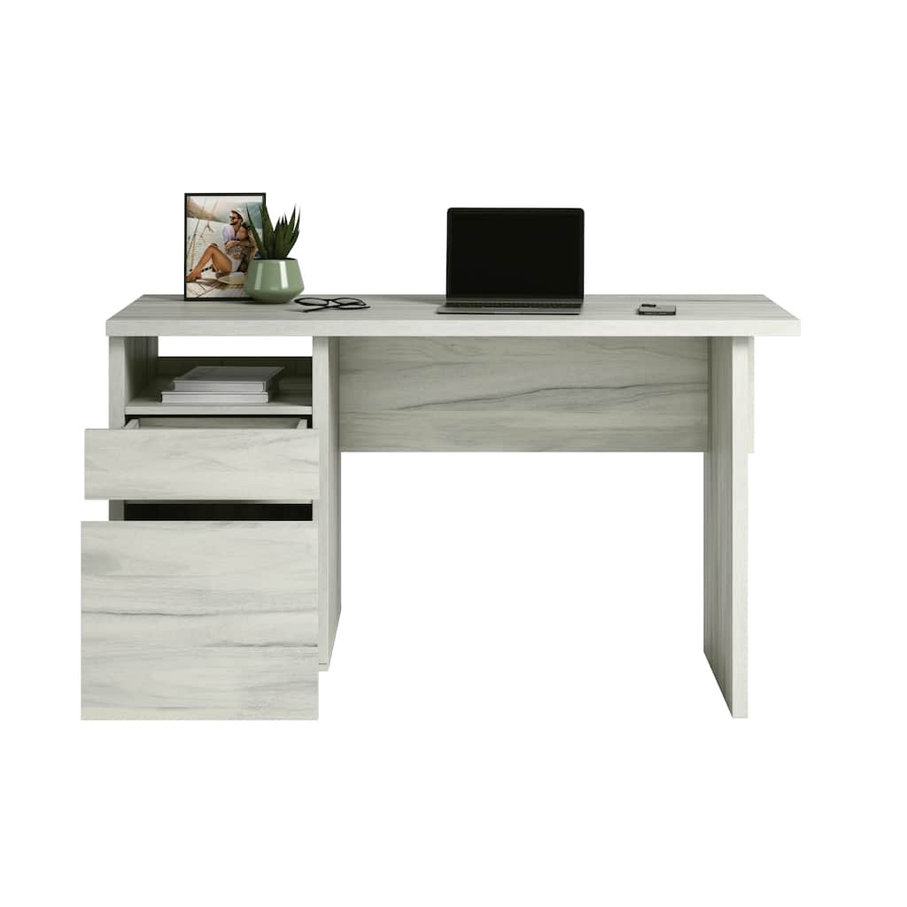 Wood Desk with File Drawer, White