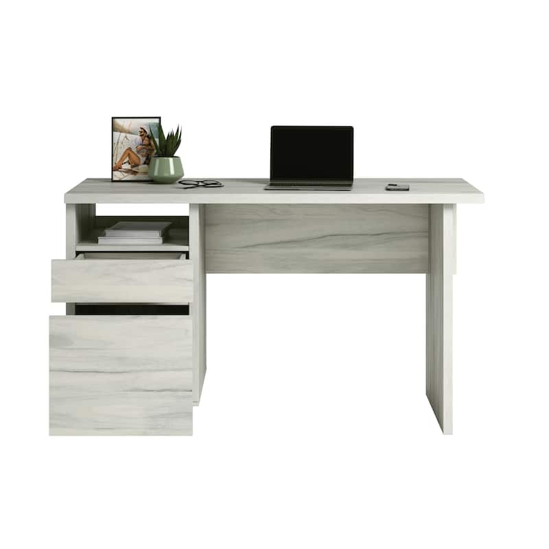 Wood Desk with File Drawer, White