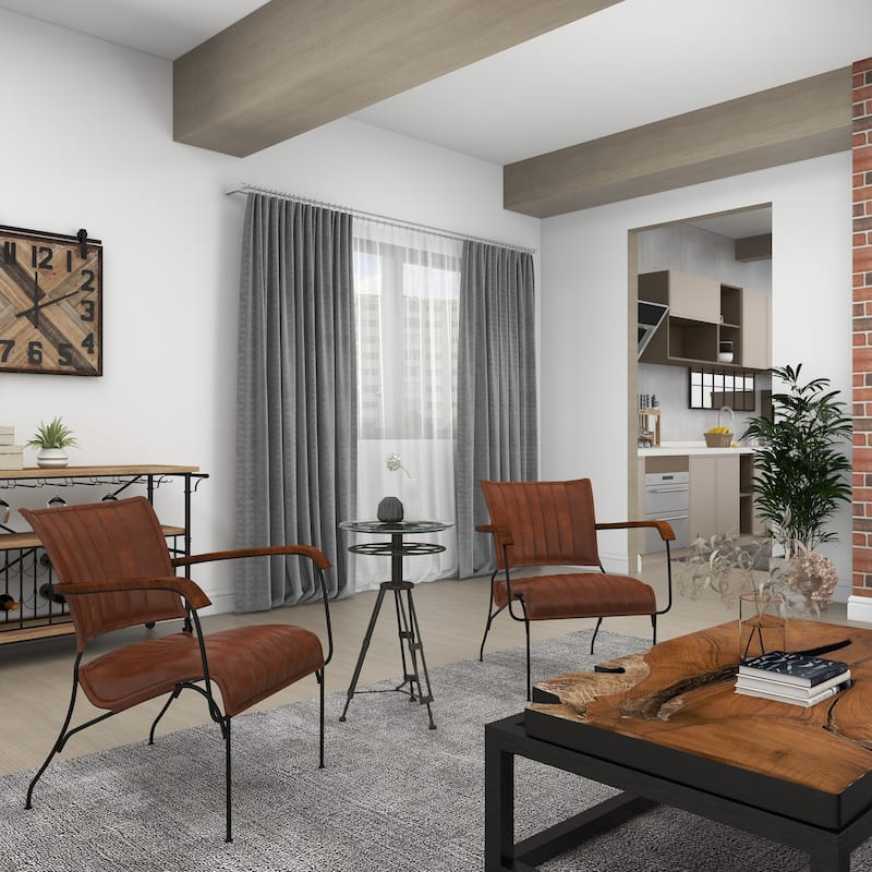 Black Metal Film Reel Accent Table with Tripod Legs and Glass Top