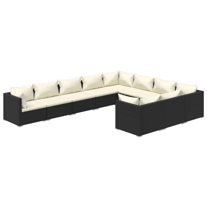 vidaXL Patio Lounge Set Outdoor Sectional Sofa Set Table Garden Poly Rattan - 27.6" x 27.6" x 23.8"