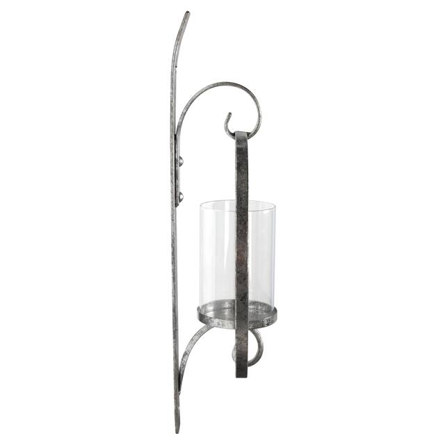 Kate and Laurel Doria Round Glass and Metal Wall Sconce - 12x22